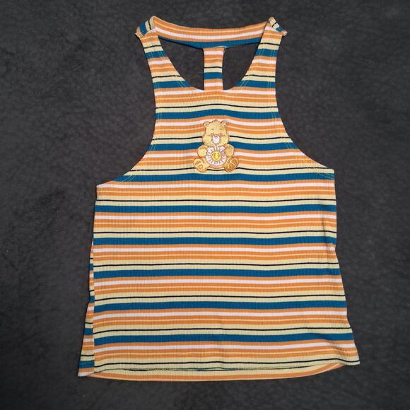 Care Bears Striped Halter Tank Top Cotton Blend Fun Playful Nostalgic Multicolor - Picture 1 of 8